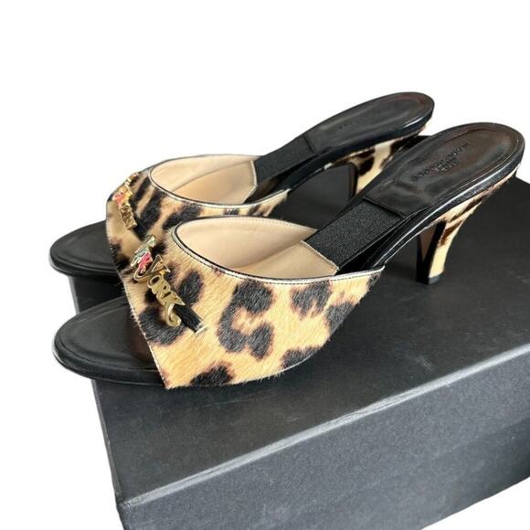 MARC JACOBS LEOPARD KITTEN HEEL THE MULES NY LIMITED ED. SANDALS SIZE 7/37 NIB - Picture 3 of 6